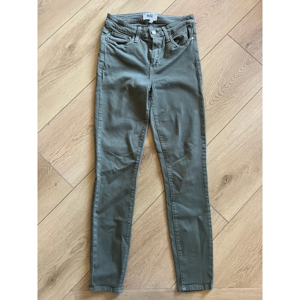Paige‎ Hoxton Ankle Skinny Jeans Olive Green Size 26 Designer Denim
